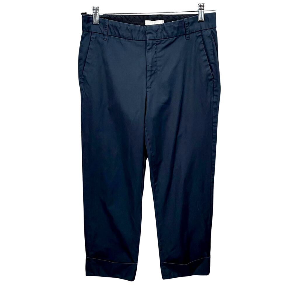 Vince Cropped Chino Trousers Navy Blue Women's Size 8 Ankle Pant Office Chic
